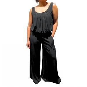 NEW ALYSSA THOMAS scoop neck tank jumpsuit in black